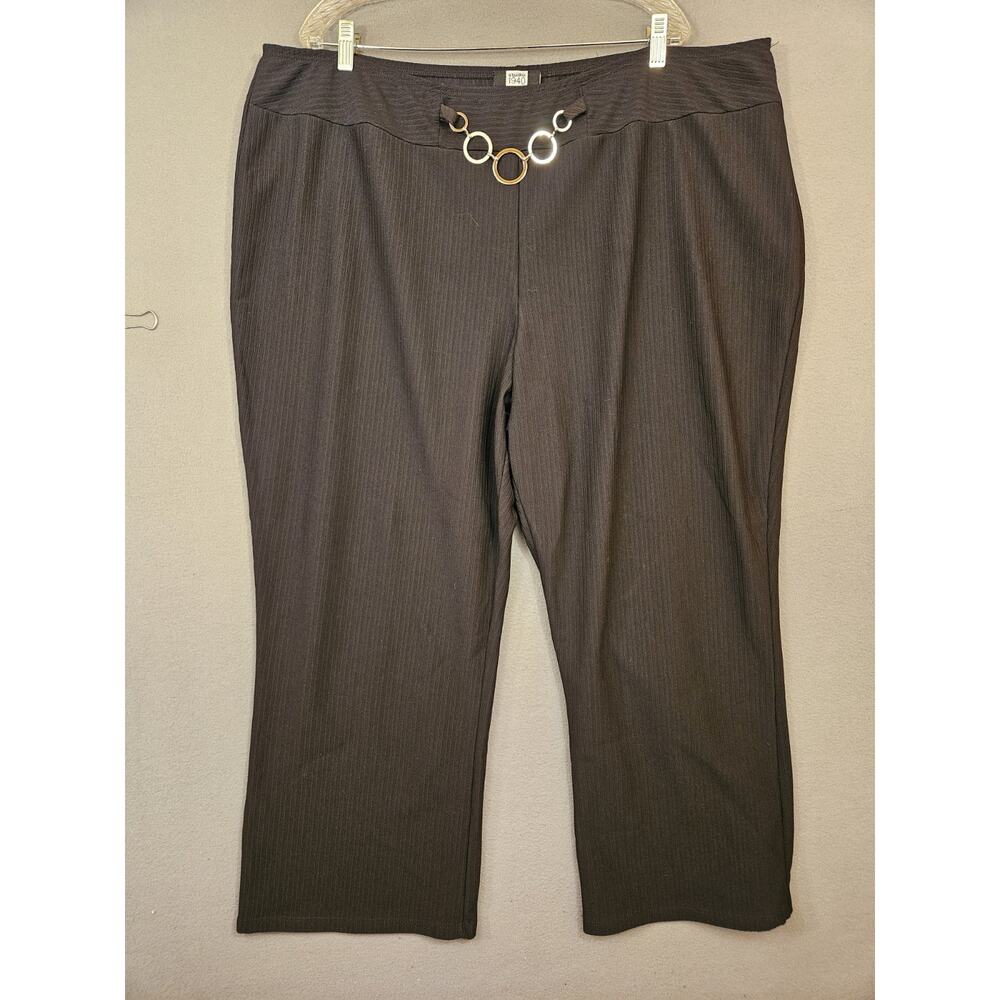 Studio 1940 Dress Pants Slacks Women's 26/28S Black Ribbed Faux Belt Detail USA